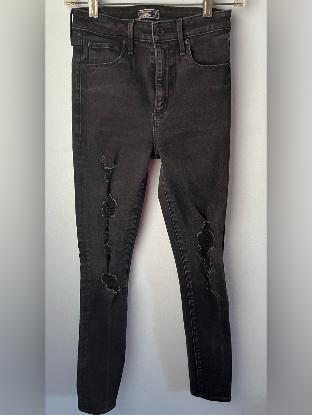Abercrombie & Fitch Black Simone Distressed High Rise Skinny Jeans Size 25/0